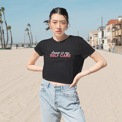 Bravo is my Self Care Cropped Tee - Black & Dark Grey